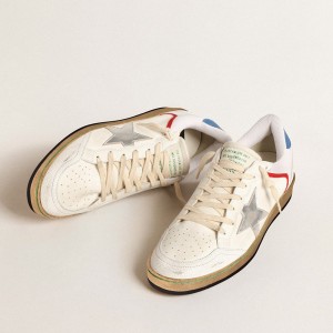 Golden Goose Ball Star Sneakers In Nappa And Mesh With Silver Metallic Leather Star GMF00327.F004619.11518