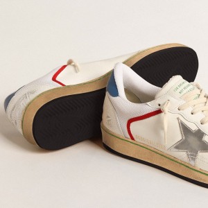 Golden Goose Ball Star Sneakers In Nappa And Mesh With Silver Metallic Leather Star GMF00327.F004619.11518