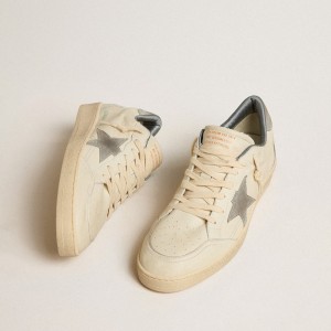 Golden Goose Ball Star Sneakers In Nappa Leather With Gray Suede Star And Heel Tab GMF00117.F005179.11663