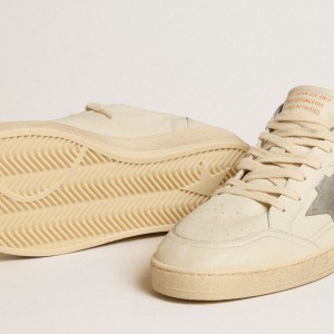 Golden Goose Ball Star Sneakers In Nappa Leather With Gray Suede Star And Heel Tab GMF00117.F005179.11663