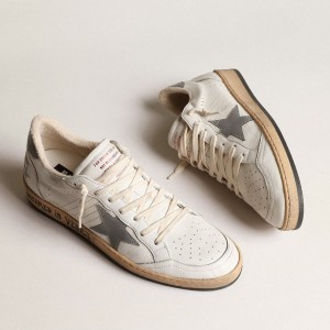 Golden Goose Ball Star Sneakers In Nappa With Gray Reflective Nylon Star And Heel Tab GMF00117.F004000.10973