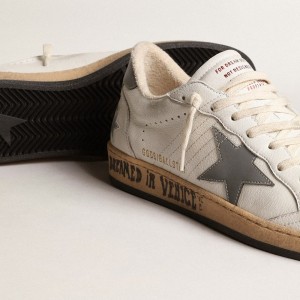 Golden Goose Ball Star Sneakers In Nappa With Gray Reflective Nylon Star And Heel Tab GMF00117.F004000.10973