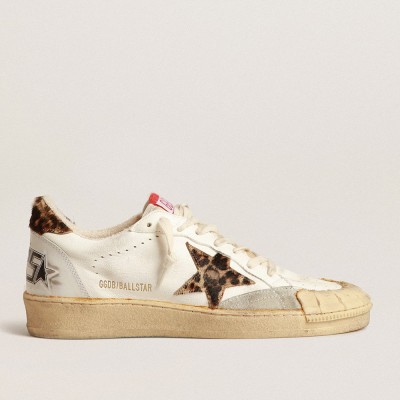 Golden Goose Ball Star Sneakers In Nappa With Leopard-print Pony Skin Star And Heel Tab GWF00351.F004003.15407