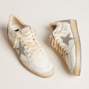 Golden Goose Ball Star Sneakers In Nappa With Rubber Star And Silver Leather Heel Tab GMF00117.F005833.11854