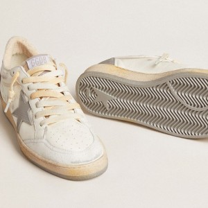 Golden Goose Ball Star Sneakers In Nappa With Rubber Star And Silver Leather Heel Tab GMF00117.F005833.11854