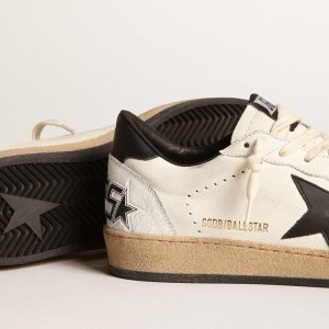 Golden Goose Ball Star Sneakers In White Nappa With Black Star GMF00117.F003771.10283