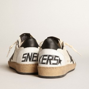 Golden Goose Ball Star Sneakers In White Nappa With Black Star GMF00117.F003771.10283