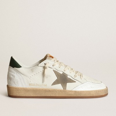 Golden Goose Ball Star Sneakers In White Nappa With Dove Gray Suede Star GMF00117.F003435.11207