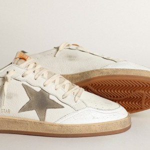 Golden Goose Ball Star Sneakers In White Nappa With Dove Gray Suede Star GMF00117.F003435.11207