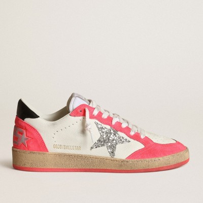 Golden Goose Ball Star Sneakers In White Nappa With Glitter Star GWF00117.F003467.10938