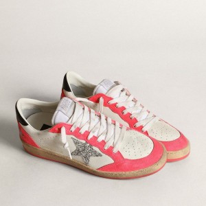 Golden Goose Ball Star Sneakers In White Nappa With Glitter Star GWF00117.F003467.10938