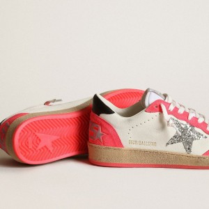 Golden Goose Ball Star Sneakers In White Nappa With Glitter Star GWF00117.F003467.10938