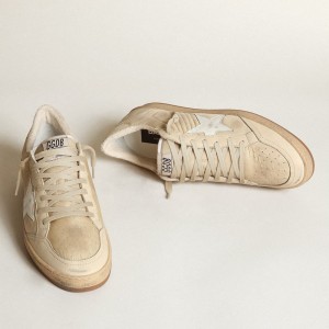 Golden Goose Ball Star Sneakers In White Nylon With White Star And Heel Tab GMF00117.F003256.11197