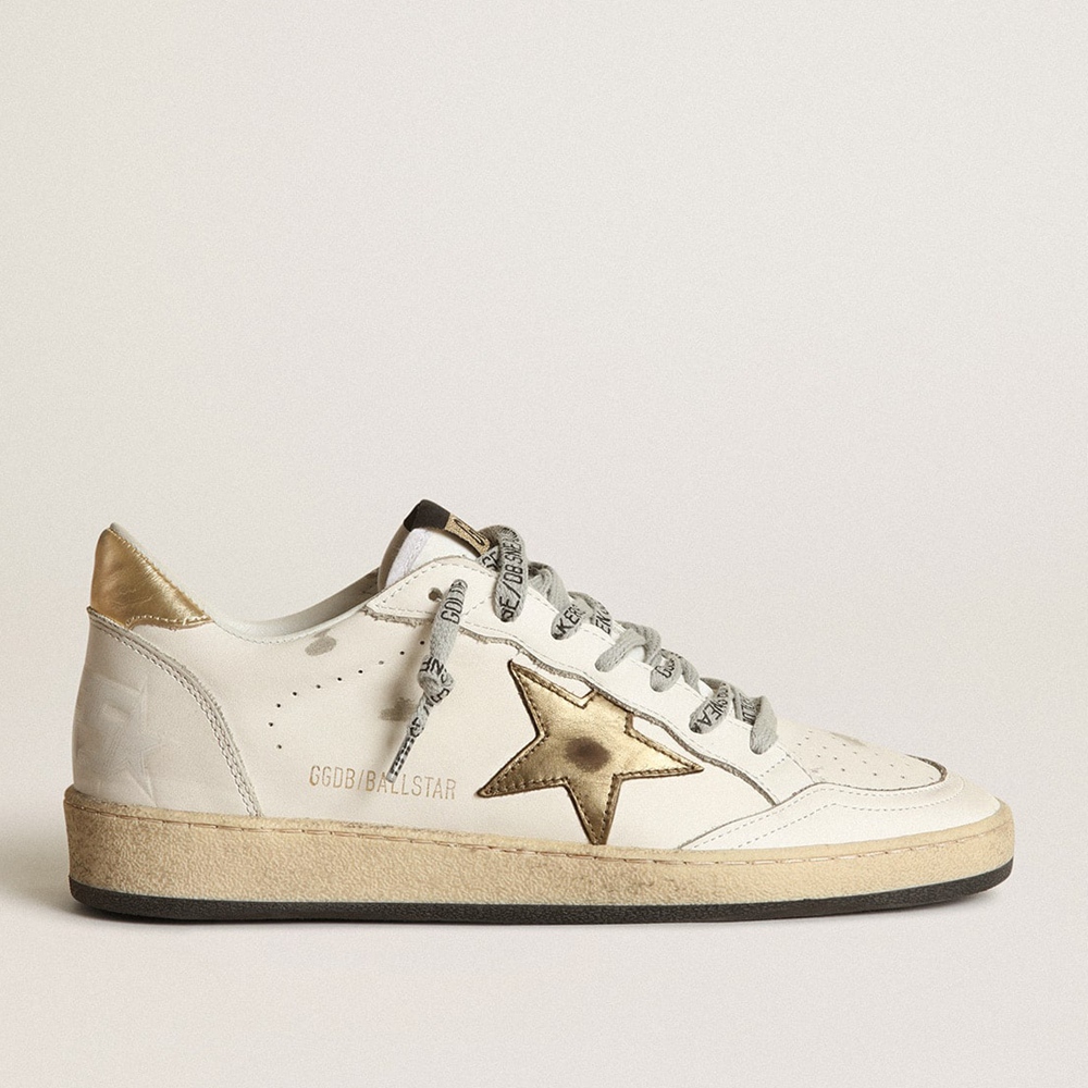 Golden Goose Ball Star Sneakers With Gold Star And Heel Tab GWF00117.F000783.80608