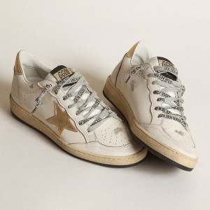 Golden Goose Ball Star Sneakers With Gold Star And Heel Tab GWF00117.F000783.80608