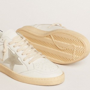 Golden Goose Ball Star Sneakers With Ice-gray Suede Star And Blue Leather Heel Tab GMF00327.F004603.10270