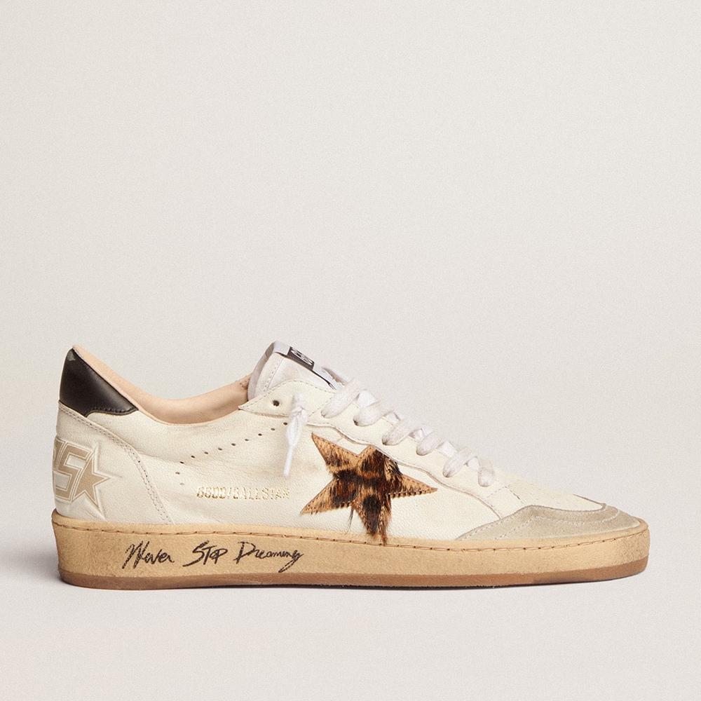 Golden Goose Ball Star Sneakers With Leopard Print Pony Skin Star And Black Heel Tab GWF00117.F002599.10920