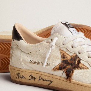 Golden Goose Ball Star Sneakers With Leopard Print Pony Skin Star And Black Heel Tab GWF00117.F002599.10920