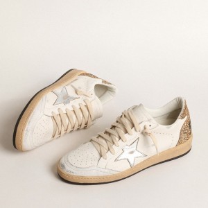 Golden Goose Ball Star Sneakers With Metallic Leather Star And Glitter Heel Tab GWF00117.F004545.10358