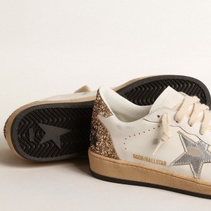 Golden Goose Ball Star Sneakers With Metallic Leather Star And Glitter Heel Tab GWF00117.F004545.10358