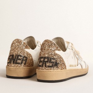 Golden Goose Ball Star Sneakers With Metallic Leather Star And Glitter Heel Tab GWF00117.F004545.10358