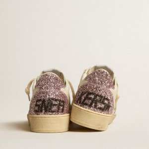 Golden Goose Ball Star Sneakers With Silver Glitter Star And Pink Glitter Heel Tab GWF00117.F005238.80184