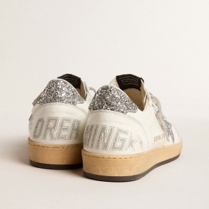 Golden Goose Ball Star Wishes Sneakers In Nappa Leather With Glitter Star And Heel Tab GMF00117.F005820.10449