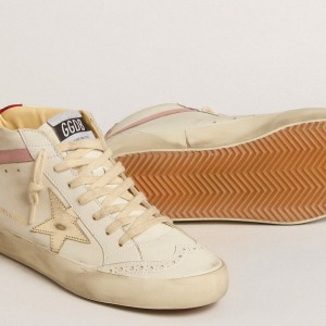 Golden Goose Bio-based Mid Star LTD Sneakers With Gold Leather Star And Pink Flash GWF00122.F005214.11669