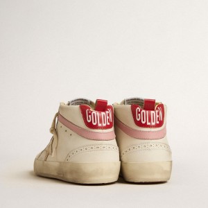 Golden Goose Bio-based Mid Star LTD Sneakers With Gold Leather Star And Pink Flash GWF00122.F005214.11669