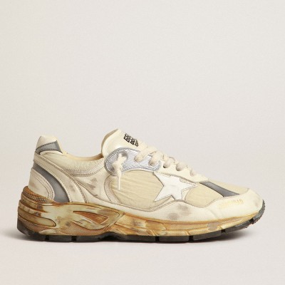 Golden Goose Dad-Star Sneakers In Beige Nappa And Nylon With White Leather Star GWF00199.F004071.82142