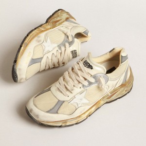 Golden Goose Dad-Star Sneakers In Beige Nappa And Nylon With White Leather Star GWF00199.F004071.82142