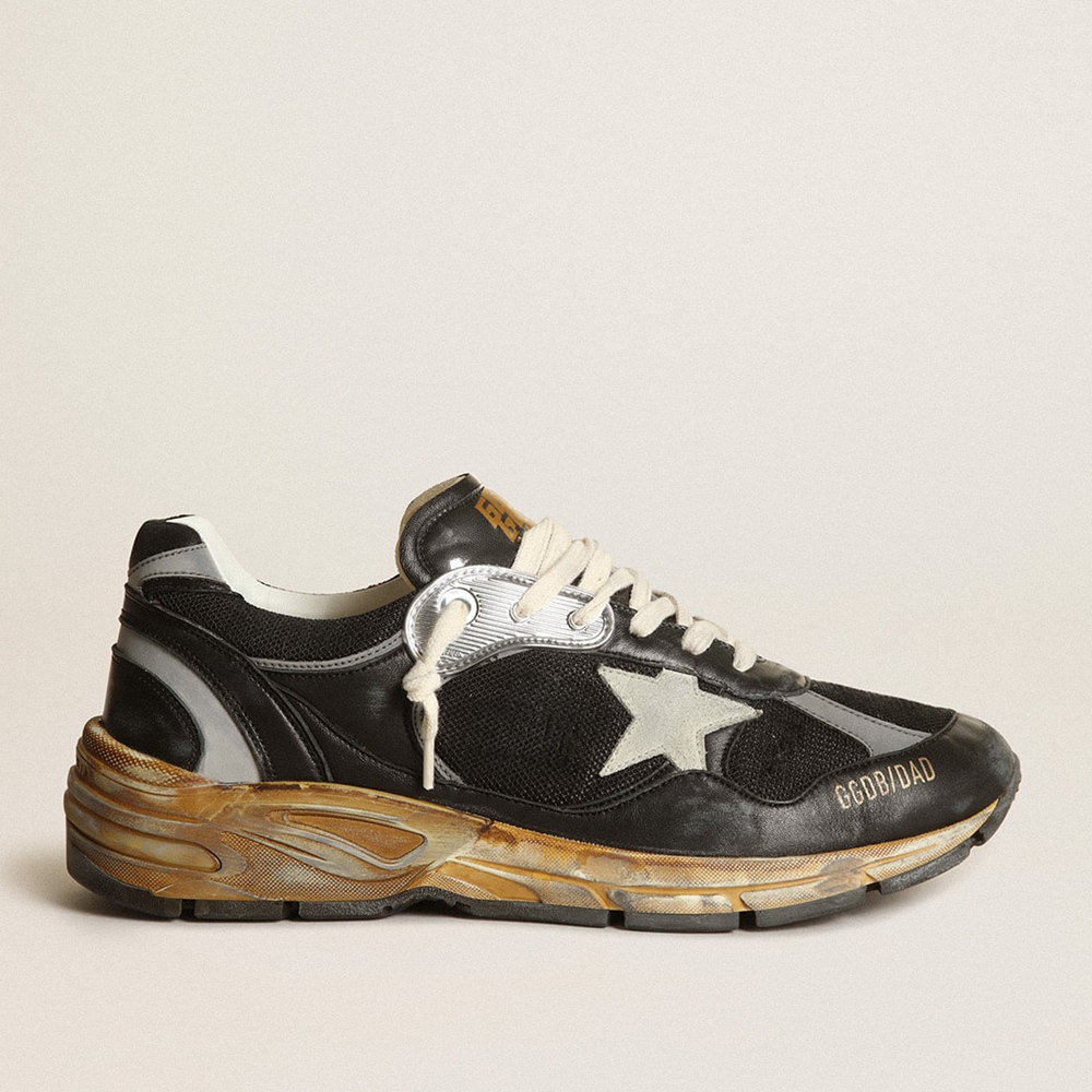 Golden Goose Dad-Star Sneakers In Black Mesh And Nappa With Ice-colored Star GWF00199.F003270.90282