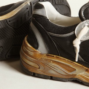 Golden Goose Dad-Star Sneakers In Black Mesh And Nappa With Ice-colored Star GWF00199.F003270.90282