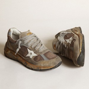 Golden Goose Dad-Star Sneakers In Dove Gray Mesh And Suede GMF00199.F003271.81751