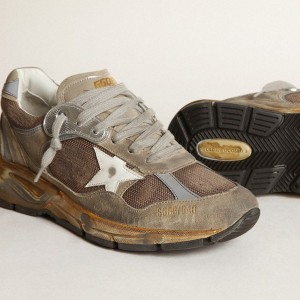 Golden Goose Dad-Star Sneakers In Dove Gray Mesh And Suede GMF00199.F003271.81751