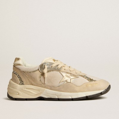 Golden Goose Dad-Star Sneakers In Pearl Mesh And Suede With Platinum Leather Star And Heel Tab GWF00199.F005176.82502