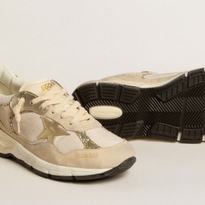 Golden Goose Dad-Star Sneakers In Pearl Mesh And Suede With Platinum Leather Star And Heel Tab GWF00199.F005176.82502