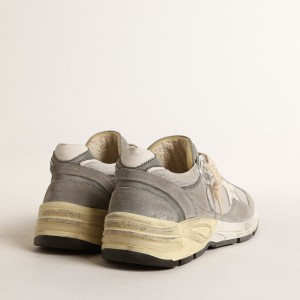 Golden Goose Dad-Star Sneakers In Suede And Silver Mesh With White Leather Star And Heel Tab GWF00558.F004944.60379