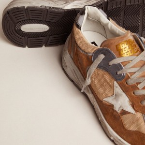 Golden Goose Dad-Star Sneakers In Tobacco-colored Mesh And Suede With White Star GMF00199.F002566.55460