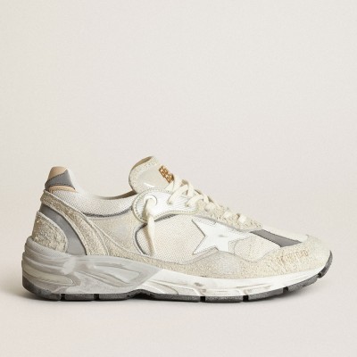 Golden Goose Dad-Star Sneakers In White And Gray Suede And White Leather Star GMF00199.F002156.80185