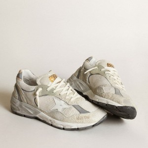 Golden Goose Dad-Star Sneakers In White And Gray Suede And White Leather Star GMF00199.F002156.80185