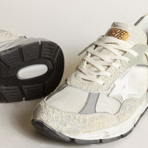 Golden Goose Dad-Star Sneakers In White And Gray Suede And White Leather Star GMF00199.F002156.80185