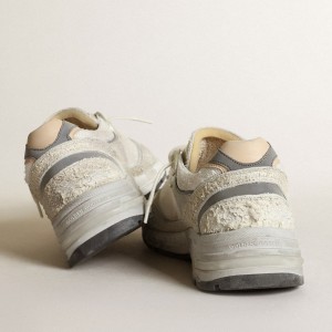 Golden Goose Dad-Star Sneakers In White And Gray Suede And White Leather Star GMF00199.F002156.80185