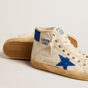 Golden Goose Francy Penstar LAB Sneakers In Nappa Leather With Blue Star And Nylon Heel Tab GWF00637.F005682.10793