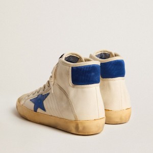 Golden Goose Francy Penstar LAB Sneakers In Nappa Leather With Blue Star And Nylon Heel Tab GWF00637.F005682.10793