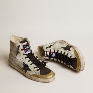 Golden Goose Francy Penstar LAB Sneakers With Floral Print And Black Star GWF00114.F003820.10471