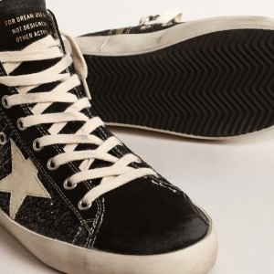 Golden Goose Francy Penstar LTD Sneakers In Glitter With Ivory Star And Black Heel Tab GWF00113.F004558.90232