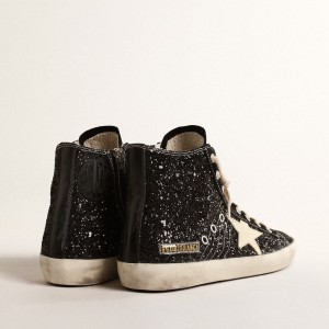 Golden Goose Francy Penstar LTD Sneakers In Glitter With Ivory Star And Black Heel Tab GWF00113.F004558.90232