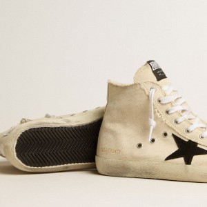 Golden Goose Francy Penstar Sneakers In Canvas With Black Suede Star And Leather Heel Tab GMF00113.F005225.10283