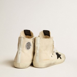 Golden Goose Francy Penstar Sneakers In Canvas With Black Suede Star And Leather Heel Tab GMF00113.F005225.10283